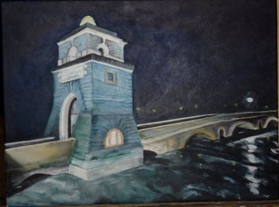 N.Prot.120921 -Ponte Milvio esonda- pittura acrilica su tela 30x40 2012