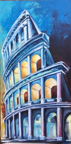 N.Prot.180531       -Il Colosseo- pittura acrilica su tela 100x50 
