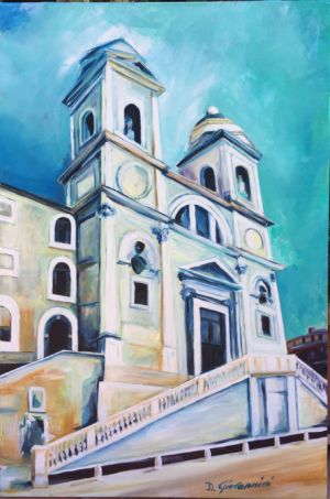N.Prot.180624     -Trinità Dei Monti- Pittura acrilica su tela 60x90