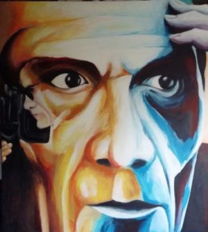 N.Prot. 160619- Omaggio A Pasolini- Pittura Acrilica Su Tela 80x80x4