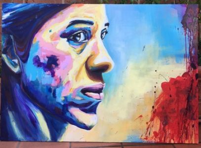 N.Prot. 190404 Omaggio A Nadia Murad - Acrilico Su Tela 100x70 Tecnica Mista