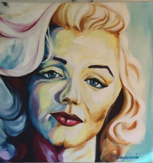 N. Prot.171126     Omaggio A Marilyn Monroe -La Malinconia- Pittura acrilica Su Tela 80x80 2017